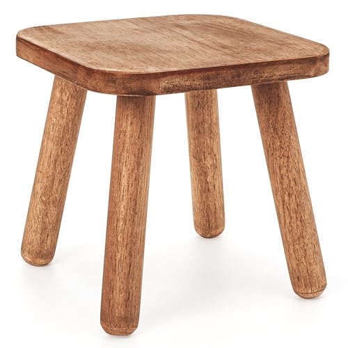 Youeon 9.3x9.3x9.3 Inch Wooden Step Stool, Small Non-Slip Footstool for Adults, Supports 300 lbs, Portable and Easy to Assemble