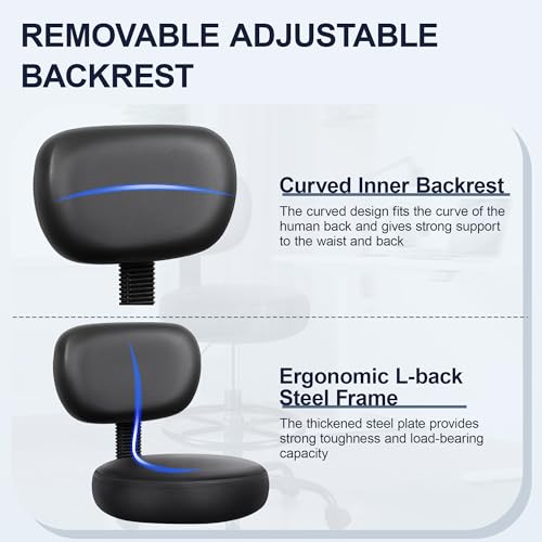 Brick Attic Adjustable Black Drafting Chair with Backrest & Footrest, Swivel Office Stool