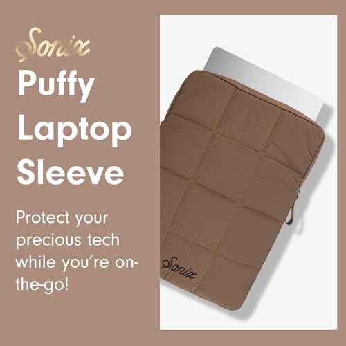 Sonix Puffy Laptop Sleeve Case & Tablet Sleeve | Compatible with 13-14 Inch Laptops and iPad Pro | Quilted Pillow Puffer Computer Bag Cover | 13-14 Inch | Mocha