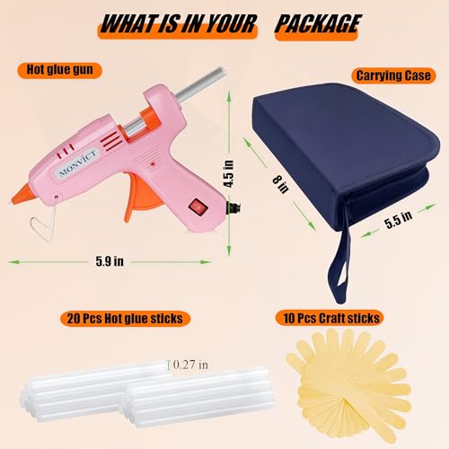 MONVICT Pink Mini 30W Hot Glue Gun Kit with Carrying Case - Pink Variation