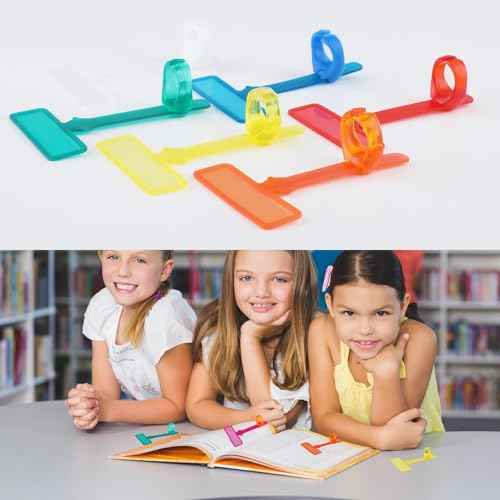 32Pcs Guided Reading Strips,Finger Guided Reading Trackers,Children ADHD Finger Trackers with Finger Rings,Dyslexia Tools for Kids Bookmark Reading Trackers Reading Tools
