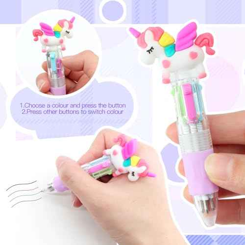 32Pcs Fun Pens for Kids Multicolor Pen in One 4-in-1, Cute Pens Bulk Kawaii Cool Ballpoint Pens for Kids Birthdays Gifts and Students Prizes