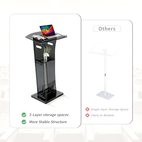 43" Black Translucent Acrylic Podium Stand | GRASS BROOK