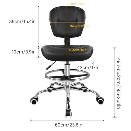 WKWKER Drafting Chair with Backrest and Footrest, Adjustable Counter Chair