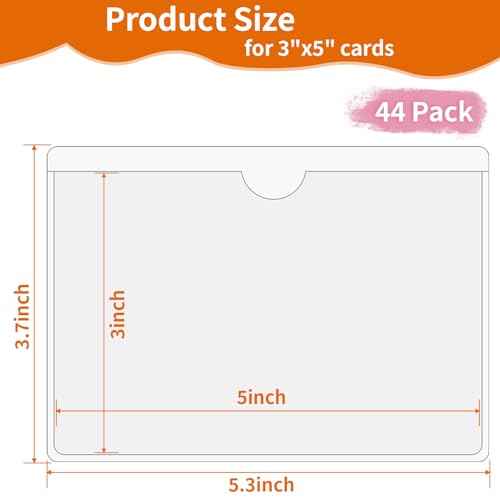 44 Pack Clear Adhesive Pockets, Labels Holder for Storage Bins, Index Card Holder 3x5 Inch, Plastic Tote Labels for Classroom Organization Bins Box Drawer