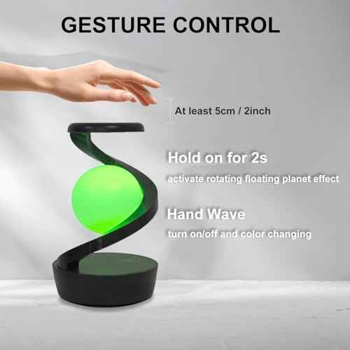 LED 360¡Æ Spiral Rotating Desk Lamp with Wireless Charger, Modern Table Lamp, Cordless Desk Lamp Rechargeable, Multicolor LED Levitating Night Light