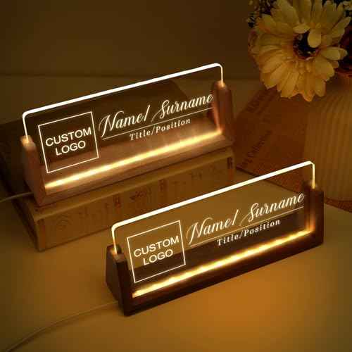 Custom Light Up Name Plate for Desk, Desk Name Plate Personalized with Logo, Employee Appreciation Gift, Personalized Office Gifts for Boss Coworkers Teacher, Office Decor for Women Men