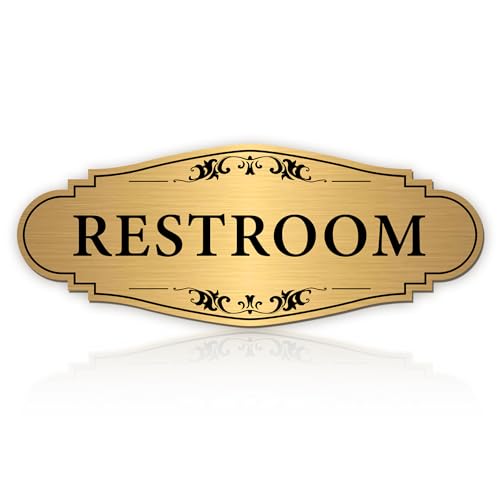 LUHIMO Gold Restroom Sign Sticker - Self-Adhesive Brushed Gold, Unisex 012