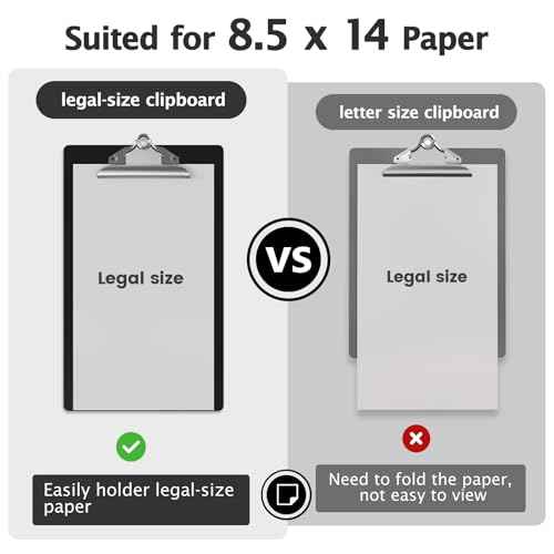 Legal Size Clipboard, Black Plastic 8.5 x 14 Clip Board for Lawers, Heavy Duty Butterfly Clip, 9 x 15 in, Office & School Supply(Pack of 10)