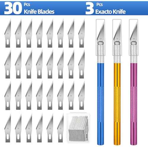 3 PCS Exacto Knife, Hobby Knife, Craft Knives with 30 PCS Spare Exacto Knife Blades(#11),Profession Craft Knifes for Crafts, Arts, Modeling, Scrapbooking, Stencil By XEKIGU, AK0103
