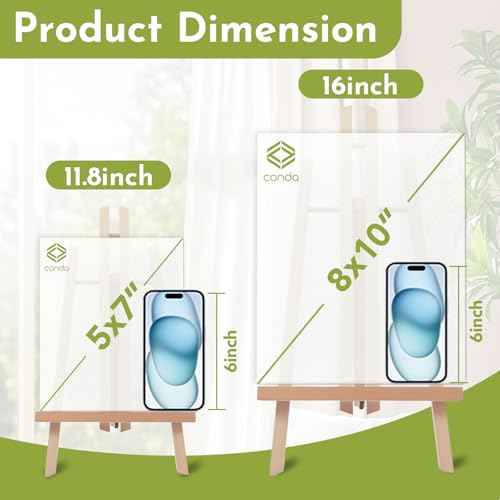 CONDA Tabletop Easel, Portable A-Frame Tripod Tabletop Easel Set for Painting Party & Displaying Canvases, Photos, Display Tripod Holder Stand for Students Kids Beginners£¨16 Pack 11.8 inch£©