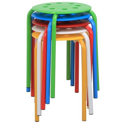 Yaheetech Multicolor Stackable Classroom Stools Set of 5, 17.3" Height