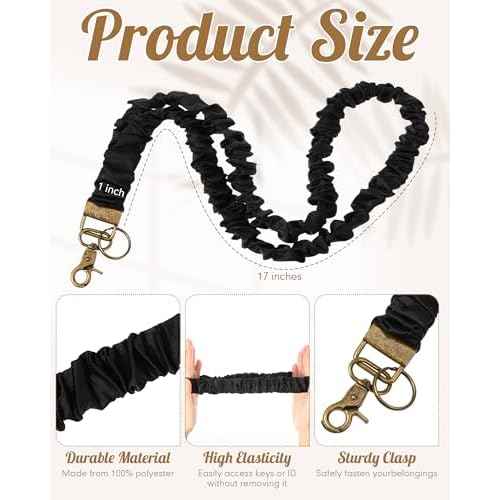 Geyoga Teacher Scrunchie Lanyards for ID Badges Keys Cute Neck Stretchy Lanyards Retractable Keychain Holder for Women Ladies