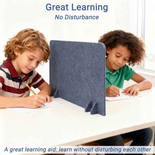 Desk Divider Privacy Panel (2 Pack) 24" x 16" - Portable Desk Partition & Dividers for Office, Home Study & School Exams - Focus Enhancing Privacy Shield - Gray