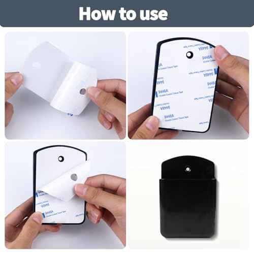 2 PCS Remote Control Holders Wall Mount, Self Adhesive TV Air Conditioner Remote Control Holder, Wall Mount Storage Box Organizer Wall Pen Holder Storage for Home Office School (Black, 2)