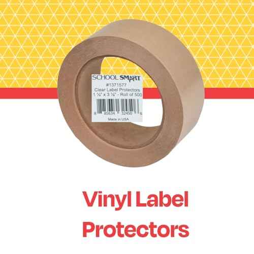 School Smart Vinyl Label Protectors, Round Corner Rectangle, 1-1/4 x 3-1/8 Inches, Clear, Pack of 500 - 1371577