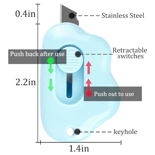 Box Cutter Retractable, 3 Pack Retractable Letter Opener, Adorable Cloud Tiny Letter Opener Envelope Slitter for Key Chain Pocket Bag Package Envelope Mail Letter Box
