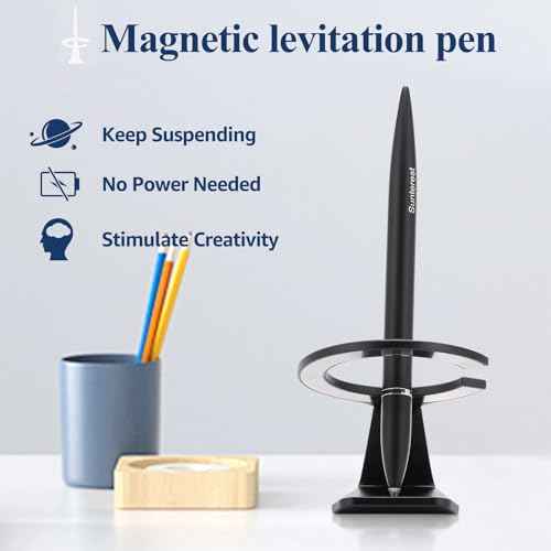 Magnetic Levitation Pen, Metal Luxury Gifts for Men,Futuristic Floating Gel Ink Pen, Cool Tech Gadgets for Women,Unique Office Gifts Desk for Boss,Partner,Tutor (Black)