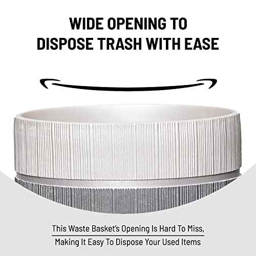 Zahari Home Decorative Trash Can for Bathroom, Office & Bedroom - 2.1 Gallons Stylish & Small Trash Can for Dorms, Desktop & Restroom - Chic Waste Basket for Compact Spaces, Modern Line, Grey