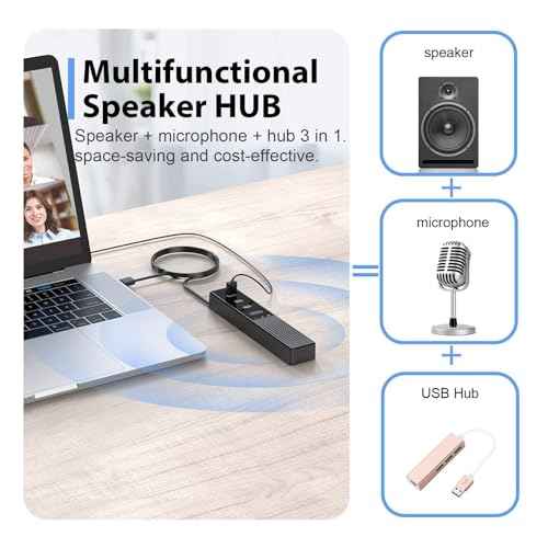 3 in 1 USB Computer Speaker with Microphone, PC Laptop Desktop Conference Speaker with Mic for Smart Home Office and Online Study£¬360 Degree Enhanced (Classic tpye-c)