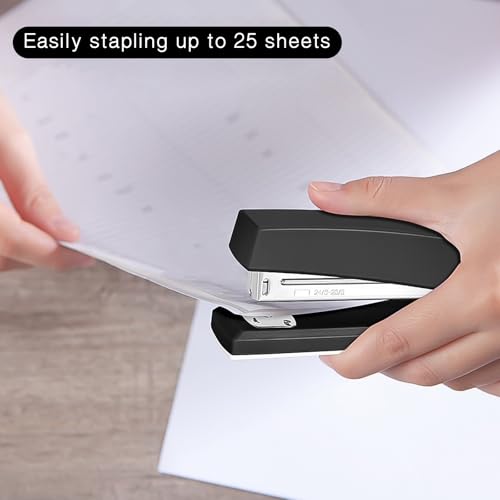 Muxdilu Black 25-Sheet Capacity Desktop Stapler with Staples & Remover