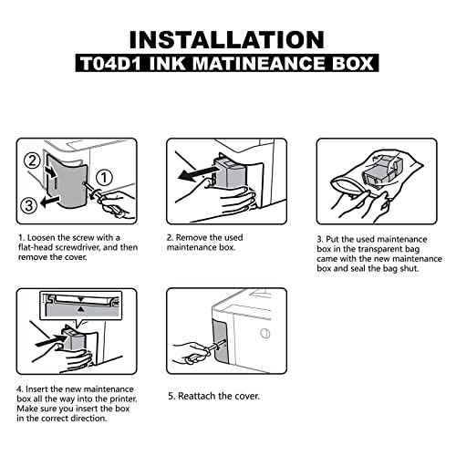 T04D1 T04D100 Ink Maintenance Box for ET-15000 ET-3750 ET-3760 WF-2860 ET-4760 ET-3850 ET-4850 XP-5100 ET-3710 ET-5150 ET-3830 ET-M1000 ST-3000 ET-M2170 Etc. Printers, 2 Packs