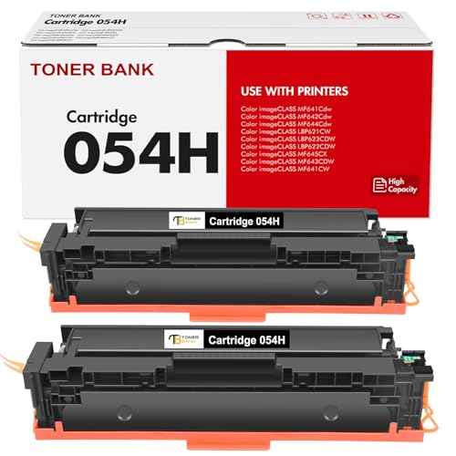 Toner Bank Compatible Toner Cartridge Replacement for Canon 054H 054 Black CRG054H Color ImageCLASS MF644Cdw MF642Cdw LBP622Cdw MF641Cw MF644 MF642 Printer Ink 2-Pack