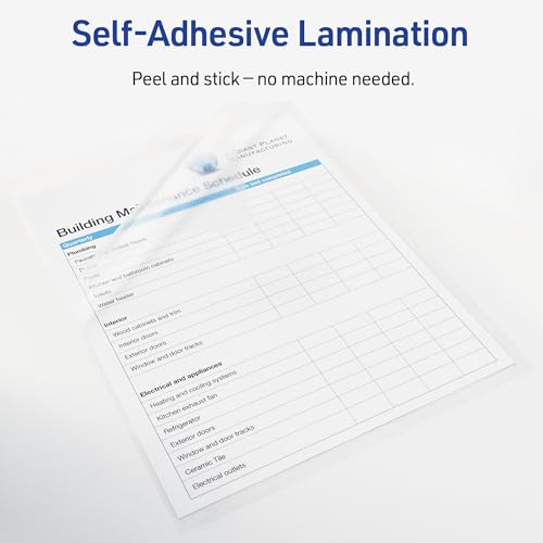 Avery Clear Laminating Sheets, 9" x 12", Permanent Self-Adhesive, 100 Self-Laminating Sheets, Great for Protecting Documents, Photos, and Signs More (2-Pack of 73601)
