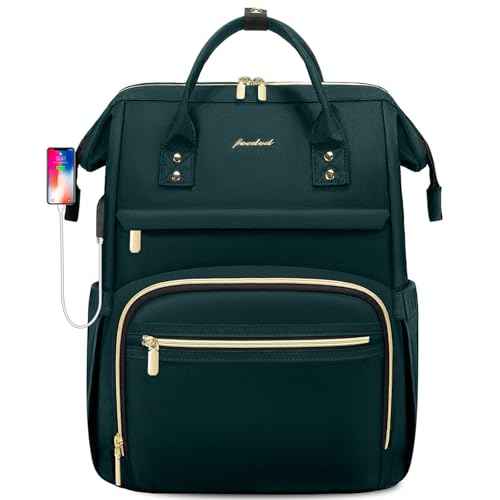 Laptop Backpack for Women Work Bags - 15.6 Inch Professional Womens Travel Backpack Purse Computer Laptop Bag Nurse Teacher Backpack Waterproof Carry on Back Pack with USB Port Dark Green