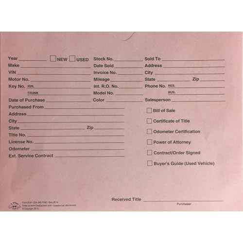 A Plus Paper Printed Vehicle Dealer Envelopes 9x12 Deal Jackets (100 Shrink Wrapped) (Pink))