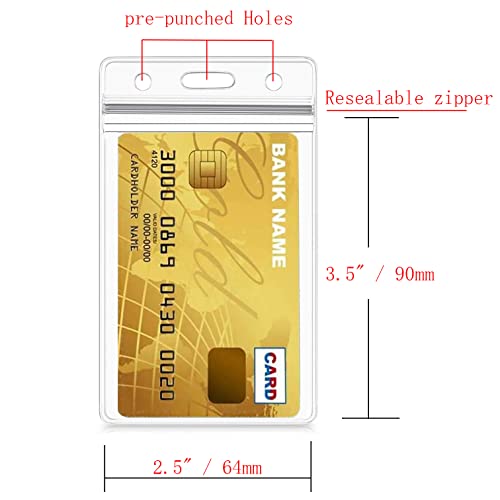 Leader Jin Waterproof Vertical ID Card Badge Holder 6 Pcs with Resealable Zip