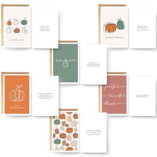 easykart labels 54 Happy Thanksgiving Cards Assortment, 6.75" x 4.5" with Envelope for Family Friends Kids Adults Clients Teachers Customers