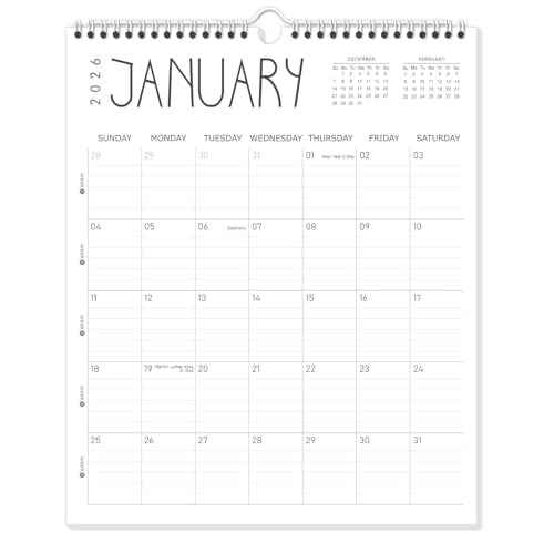 Guasslee Wall Calendar 2026-2027, 14"x11.5" Vertical Wall Calendar 2026, 18-Month Desk Planner From 2026 Jan - 2027 Jun, Monthly Hanging Planner Spiral Bound For School Home Office Organizing