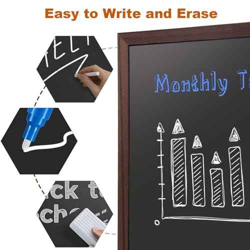 Comix Magnetic Chalkboard, 18 x 24 Inches Wooden-Framed Blackboard for Kids, Hanging Chalk Board for Home Kitchen Restaurant Menu