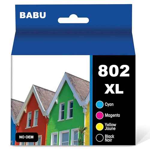 BABU Remanufactured Ink Cartridge Replacement for 802 T802 802XL Use for Workforce Pro WF-4720 WF-4740 WF-4730 WF-4734 EC-4040 EC-4030 EC-4020 (Black,Cyan, Magenta, Yellow)
