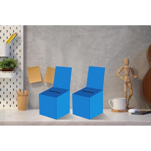 Blue 24 Pack Raffle Boxes with Slot - 6x6x6 Inch Cardboard Suggestion & Voting Box