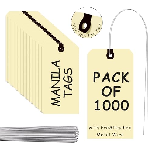 INNOVART Shipping Tags Double Wired 3 3/4" x 1 7/8", Manila Wire Tag with Reinforced Eyelet, Manila Tag Case of 1000