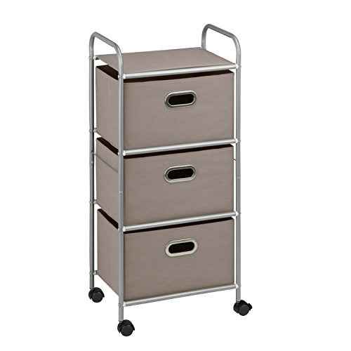 Honey-Can-Do 3 Drawer Rolling Cart - Gray CRT-06248 Grey 11.5 in L x 16.125 in W x 35.5 in H (29.2 cm L x 41 cm W x 90.2 cm H)