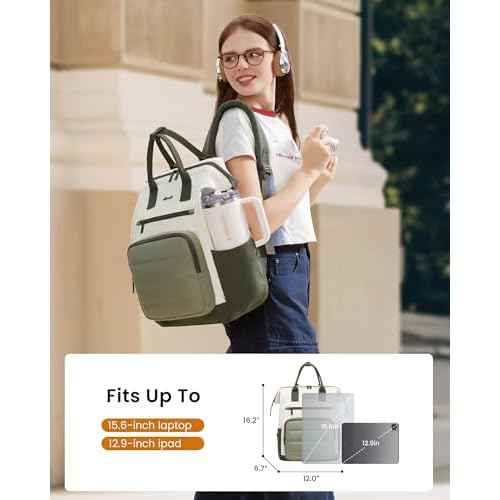LOVEVOOK Puffer Laptop Backpack for Women, 15.6 Inch Work Backpack purse for Nurse Teacher, College Back to School Bookbag for Teen Girls, Personal Item Travel Bag Computer Daypack for Daily Commute