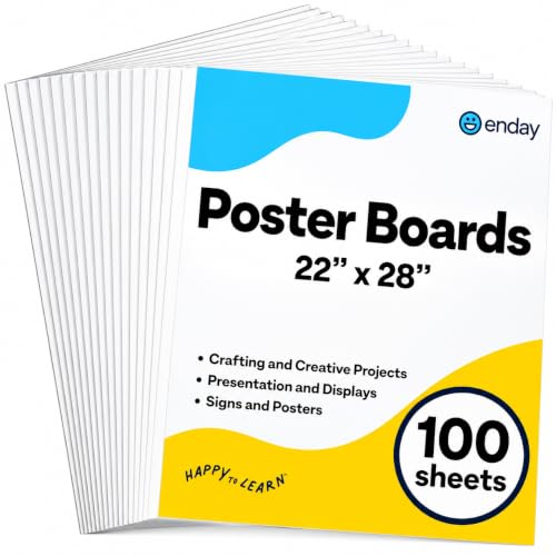 Enday 22x28 Inch White Poster Board - 100 Pack for Arts & Crafts, Presentations