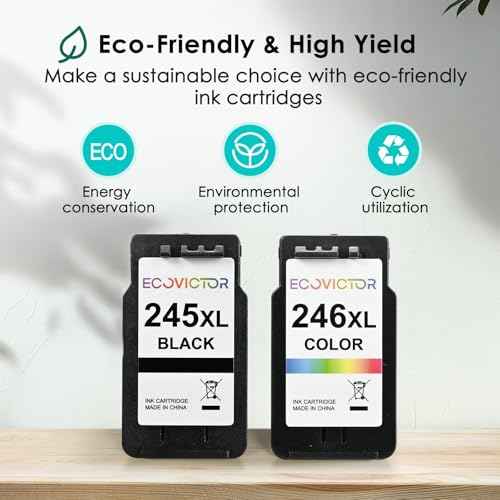 Eco-Friendly Ink Cartridge Replacement for Canon 245XL 246XL Black and Color Combo 2 Pack 245 246 PG-245 CL-246 XL for PIXMA TR4520 TR4522 TR4500 TS3320 MX492 MG2522 MG2920 MG3029 Printer