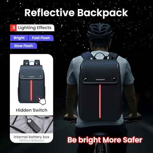 CROSSGEAR Smart Business Laptop Backpack Led Reflective Travel Backpack Three-Speed Adjustment Expandable Carry-On Laptop Bag for Cycling Work and Daily Use for Men Women,Dark Blue