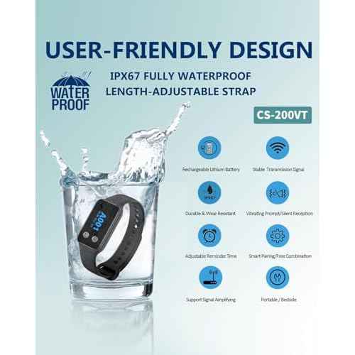 Wireless Restaurant Pager System Calling System with 1 Waterproof Watch Pager and 2 Call Buttons with Cancel Key