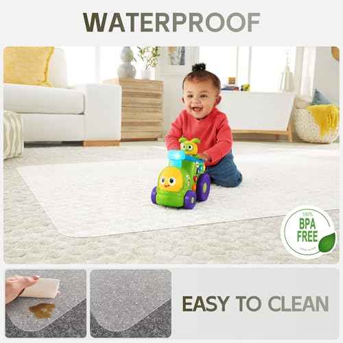 Office Chair Mat for Carpet Floor, 0.1" Thick 55" x 36" Heavy Duty Computer Chair Mats for Low Pile Carpet, Transparent Carpet Protector Floor Mats for Home (Rectangular)
