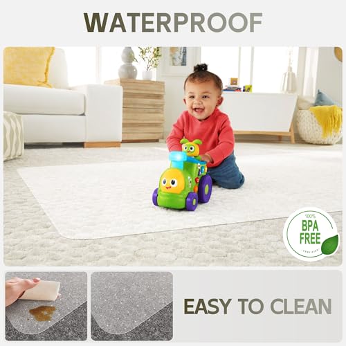 Office Chair Mat for Carpet Floor, 0.1" Thick 72" x 46" Heavy Duty Chair Mats for Low Pile Carpet, Under Desk Protector Carpeted Floors Mat for Work (Transparent, Rectangular)