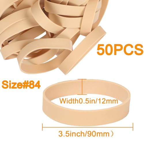 Foshine Rubber Bands #84 – 3.5 x 0.5 in, 50pc Heavy Duty Beige