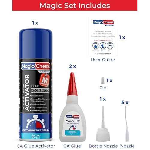 CA Glue with Activator (2 x 0.8 oz + 6.7 fl oz), Cyanoacrylate Glue and Activator, Super Glue with Accelerator, CAGlue and Accelerator (1 Pack)
