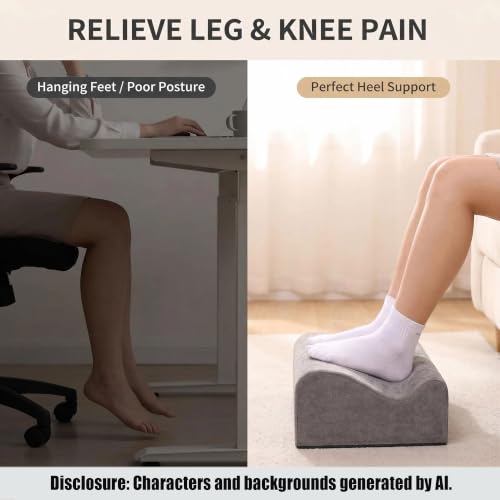 COMFelicify Dark Gray Under-Desk Memory Foam Foot Rest for Heel Support and Leg Comfort