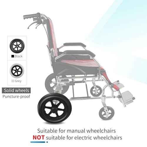 12 Inch Wheelchair Wheels Replacement (1 Pair) 12 1/2 x 2 1/4" Transport Chair Rear Wheel Assembly, Solid Tire Back Wheel for Manual Wheelchairs Replacement Parts, Transfer Chair Accessories