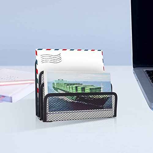 wishacc Desk Mail Organizer Small File Holders Letter Metal Mesh Document/Filing/Folders/Paper Organizer for Desktop